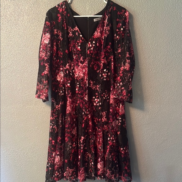 Danny & Nicole Pink Pleated Fit and Flare Dress - Picture 1 of 3